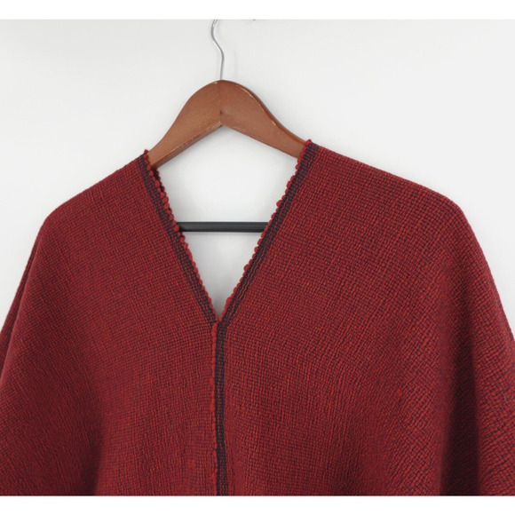 LEMLEM Poncho Sweater Rust Wool Woven Oversized Rach Southwestern Art to Wear - Picture 9 of 16